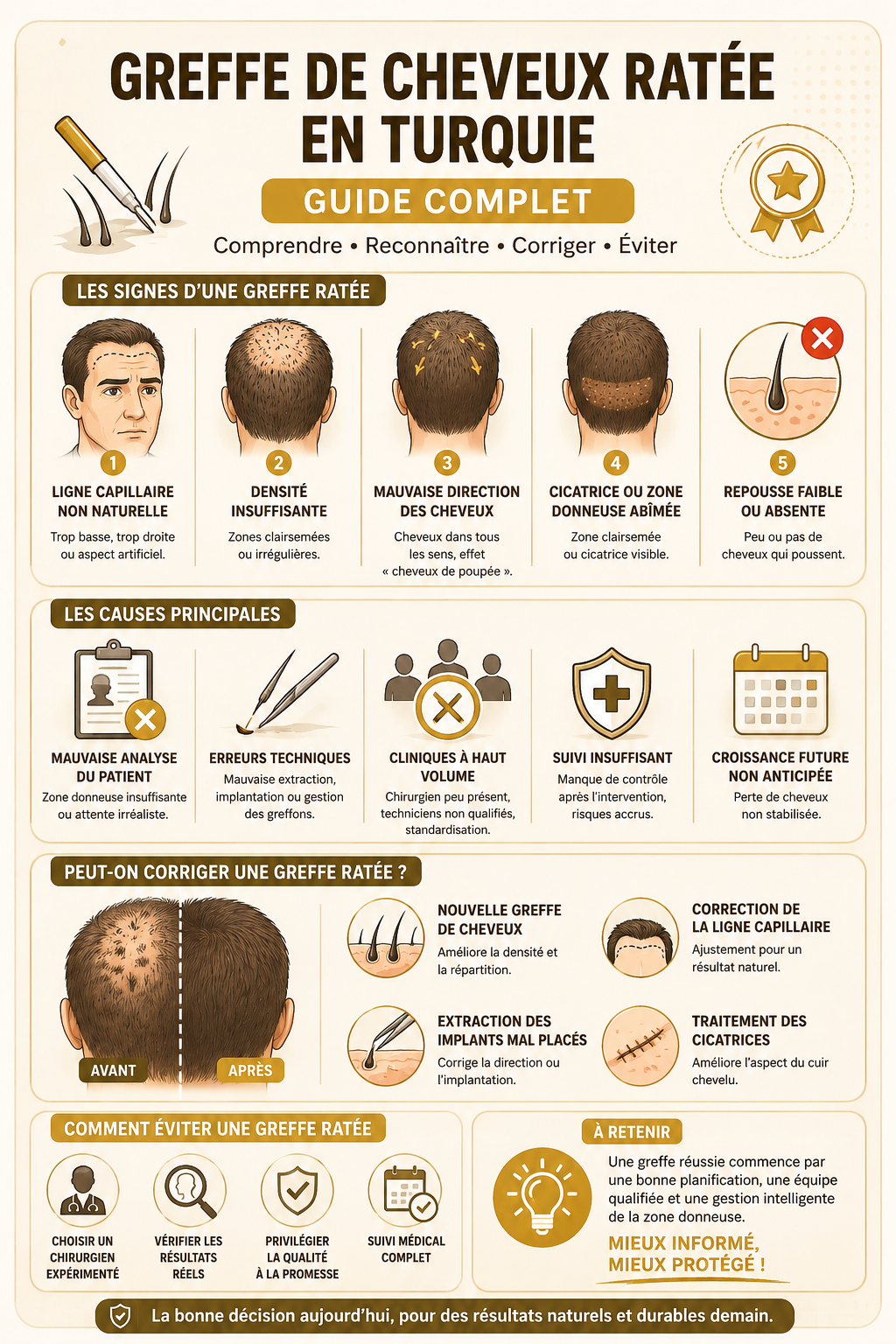 Infographic greffe de cheveux ratee